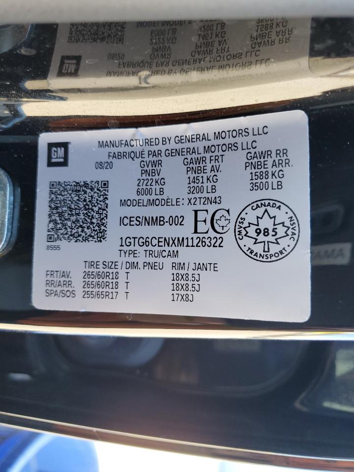 2021 GMC Canyon Elevation VIN: 1GTG6CENXM1126322 Lot: 80797525