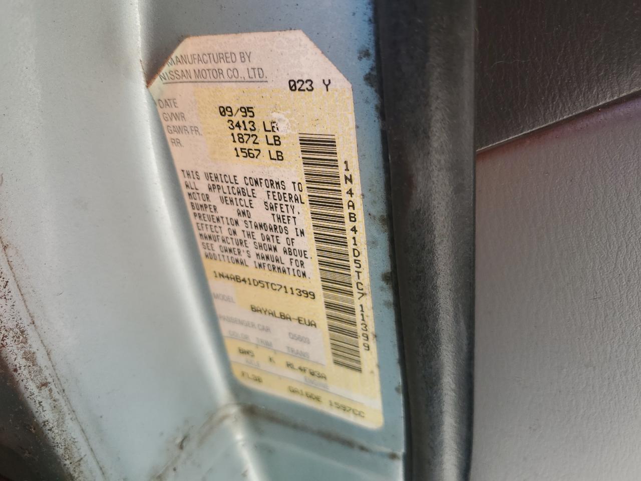 1996 Nissan Sentra E VIN: 1N4AB41D5TC711399 Lot: 84479425