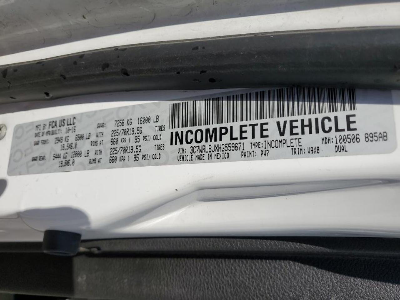2017 Ram 4500 VIN: 3C7WRLBJXHG559671 Lot: 70190495