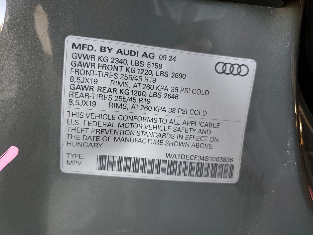 2025 Audi Q3 Premium S Line 45 VIN: WA1DECF34S1003836 Lot: 84819295