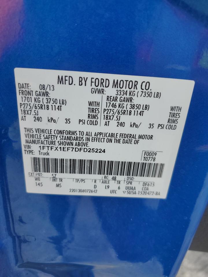 2013 Ford F150 Super Cab VIN: 1FTFX1EF7DFD25224 Lot: 86540935