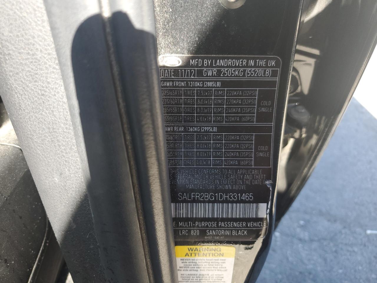 2013 Land Rover Lr2 Hse VIN: SALFR2BG1DH331465 Lot: 82088655