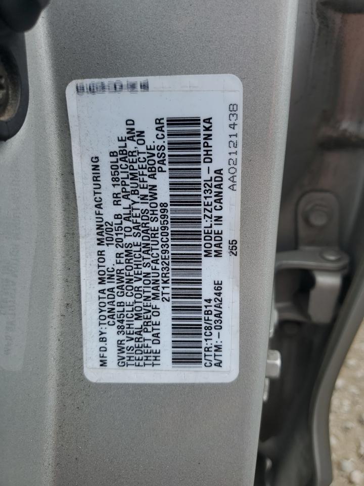 2003 Toyota Corolla Matrix Xr VIN: 2T1KR32E93C095998 Lot: 86188775