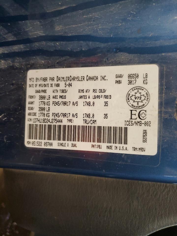 2004 Dodge Ram 1500 St VIN: 1D7HU18D24J275444 Lot: 82533345