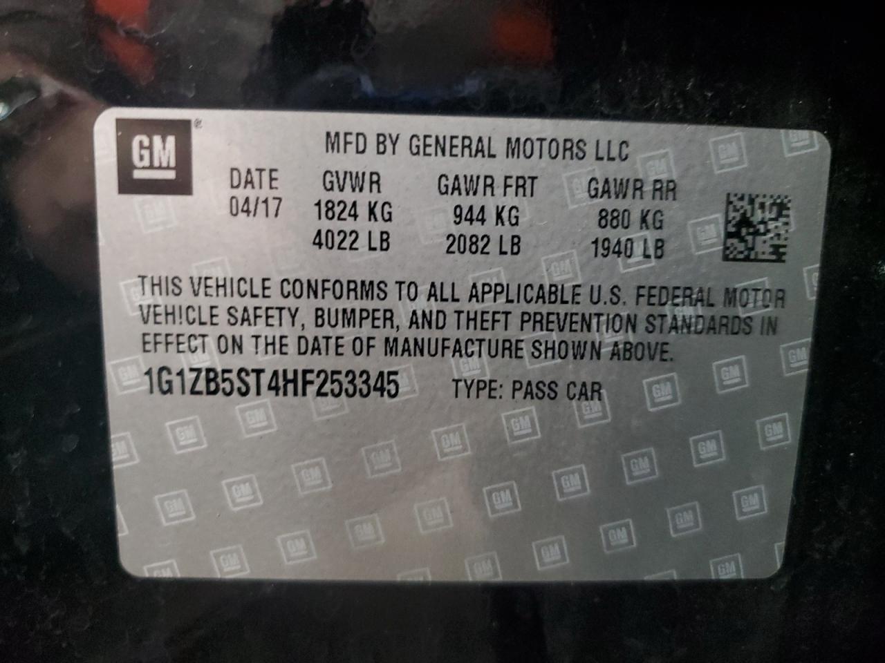 2017 Chevrolet Malibu Ls VIN: 1G1ZB5ST4HF253345 Lot: 82351795