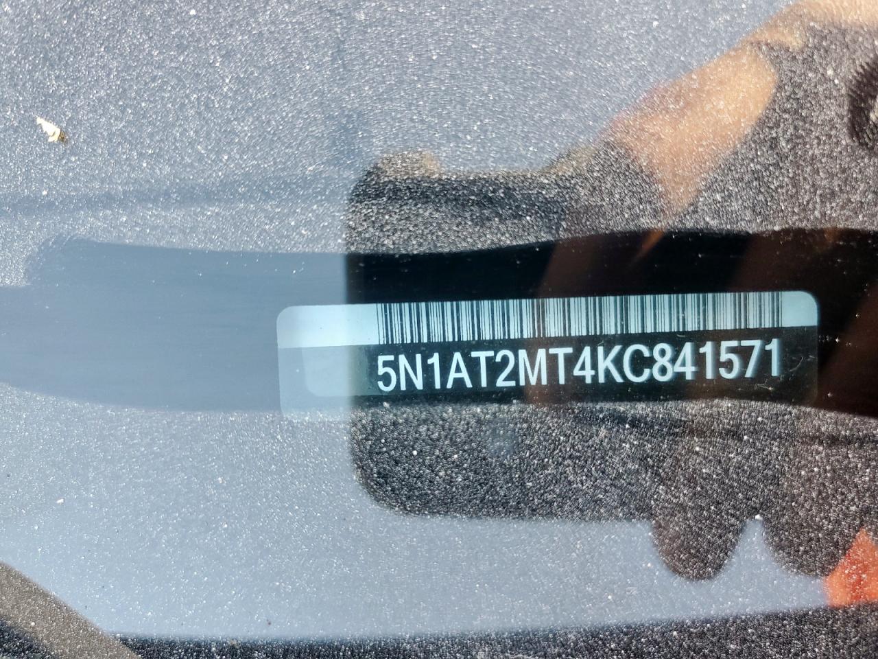 2019 Nissan Rogue S VIN: 5N1AT2MT4KC841571 Lot: 86264885