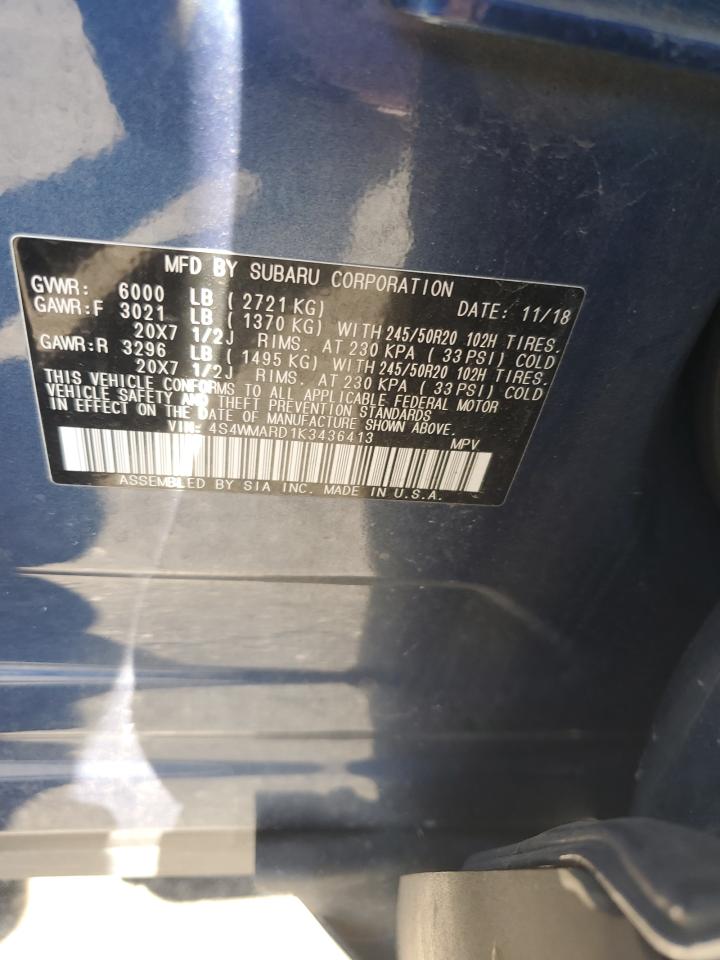 2019 Subaru Ascent Touring VIN: 4S4WMARD1K3436413 Lot: 81925715