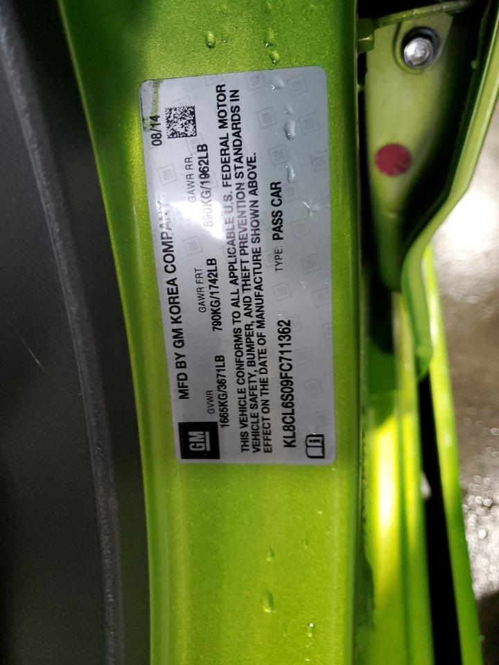 2015 Chevrolet Spark Ev 2Lt VIN: KL8CL6S09FC711362 Lot: 89662535