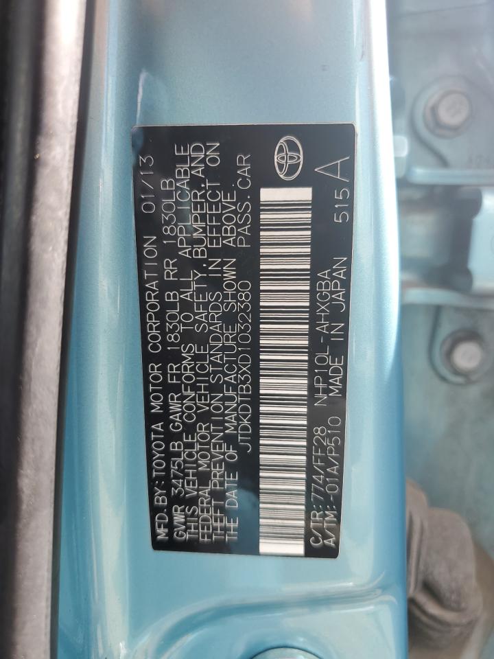 2013 Toyota Prius C VIN: JTDKDTB3XD1032380 Lot: 82205565