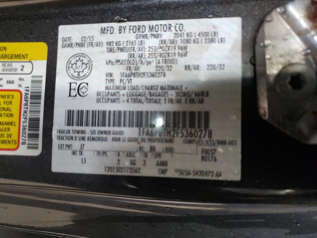 2015 Ford Mustang VIN: 1FA6P8TH2F5360278 Lot: 89544045