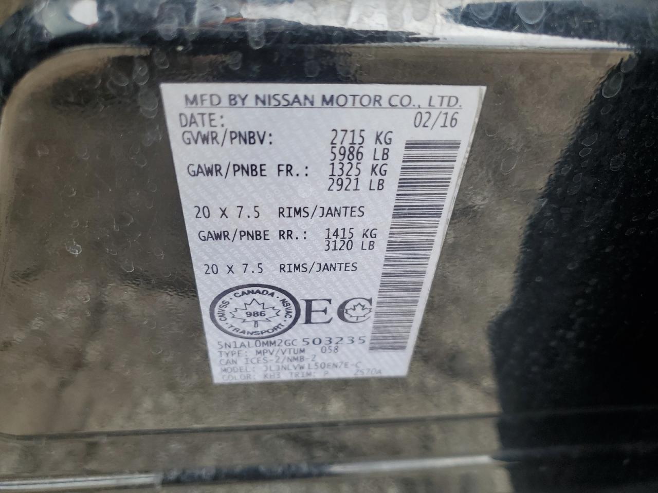 2016 Infiniti Qx60 VIN: 5N1AL0MM2GC503235 Lot: 86490875