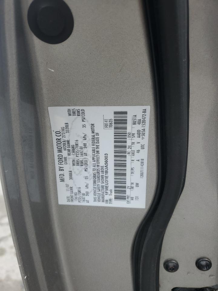 2008 Ford Explorer Sport Trac Xlt VIN: 1FMEU31E18UA56003 Lot: 90710815