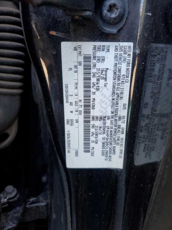 2012 Ford Focus Sel VIN: 1FAHP3H25CL396912 Lot: 85126885