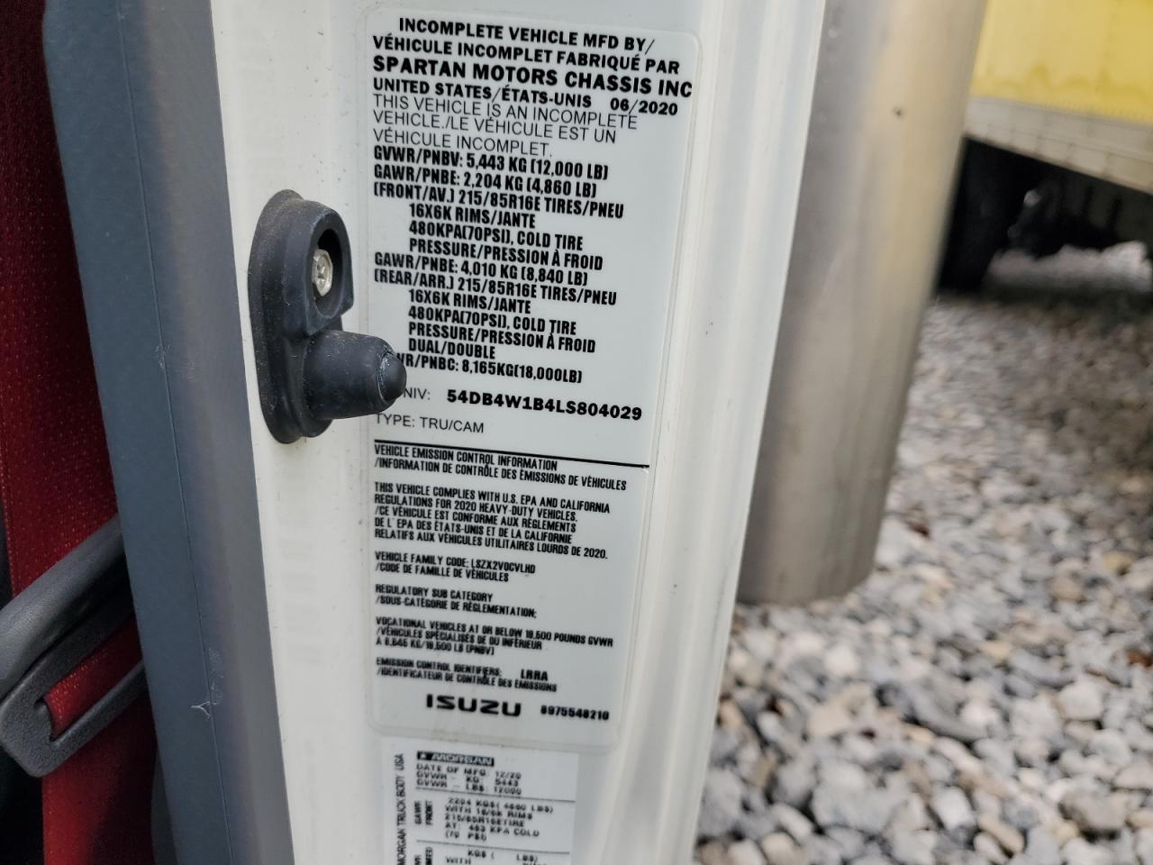 2020 Isuzu Npr VIN: 54DB4W1B4LS804029 Lot: 85521785