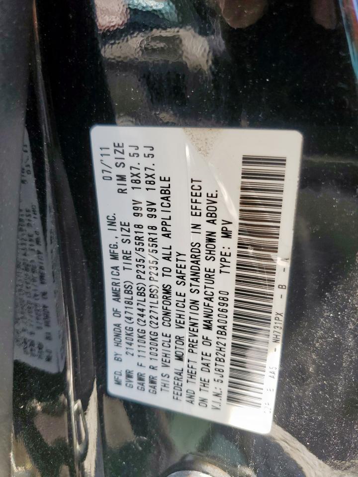 2011 Acura Rdx VIN: 5J8TB2H21BA006980 Lot: 84522155