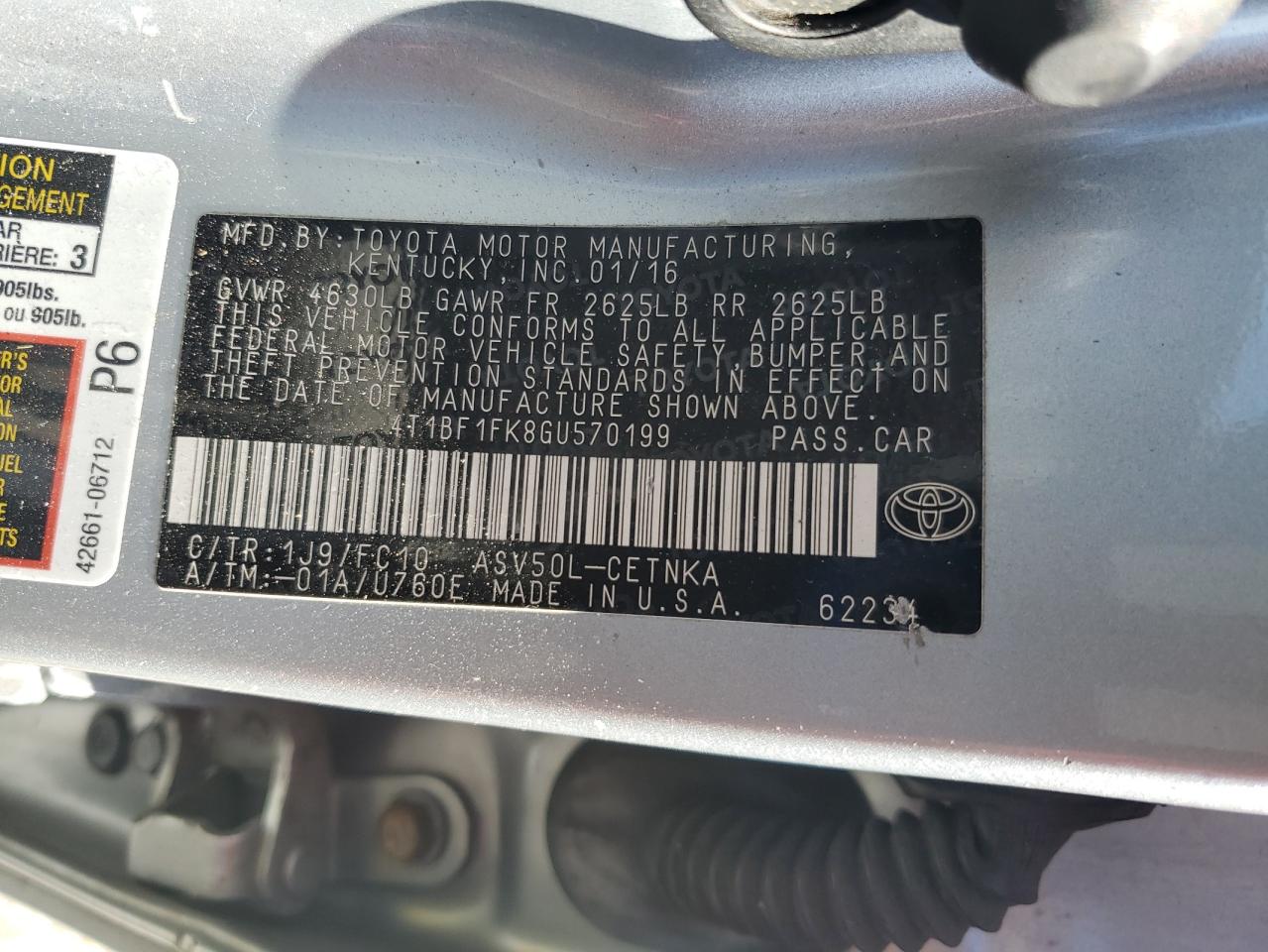 2016 Toyota Camry Le VIN: 4T1BF1FK8GU570199 Lot: 84770055