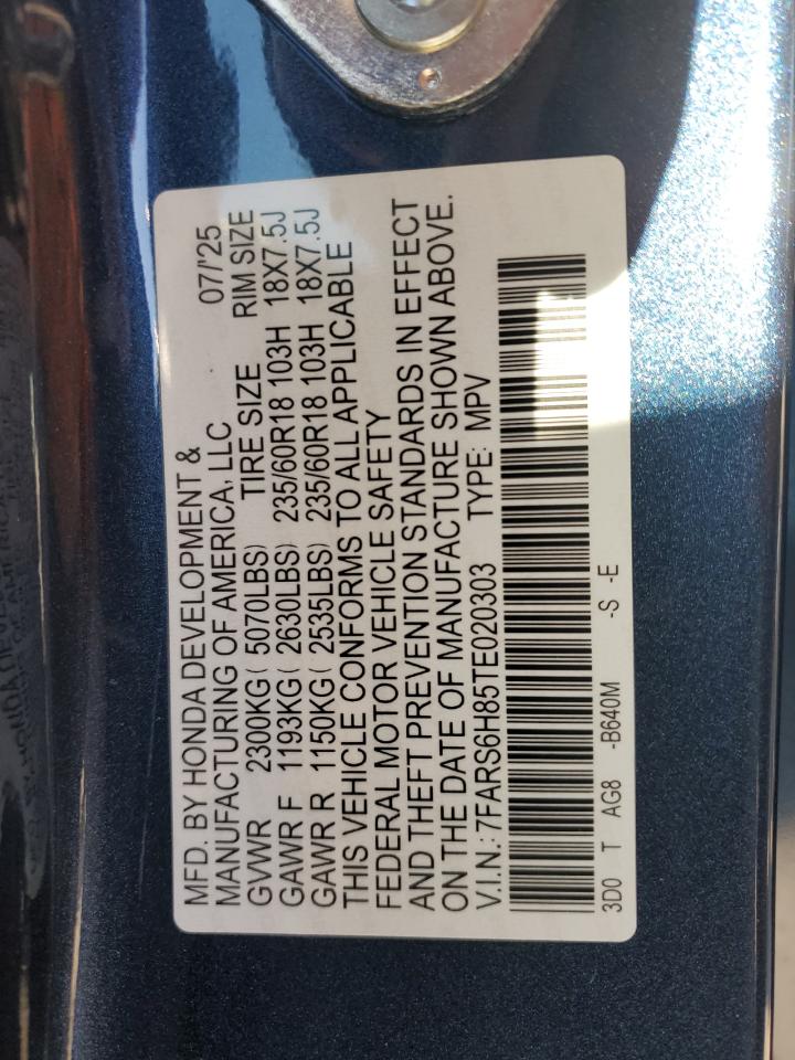 2026 Honda Cr-V Sport-L VIN: 7FARS6H85TE020303 Lot: 87000675