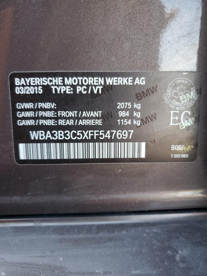 2015 BMW 328 Xi VIN: WBA3B3C5XFF547697 Lot: 85695355