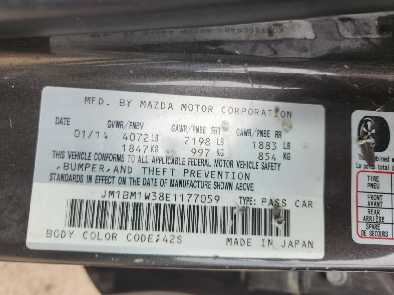 2014 Mazda 3 Grand Touring VIN: JM1BM1W38E1177059 Lot: 84710605