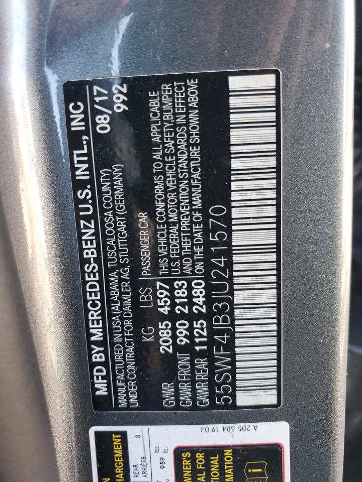 2018 Mercedes-Benz C 300 VIN: 55SWF4JB3JU241570 Lot: 90042355