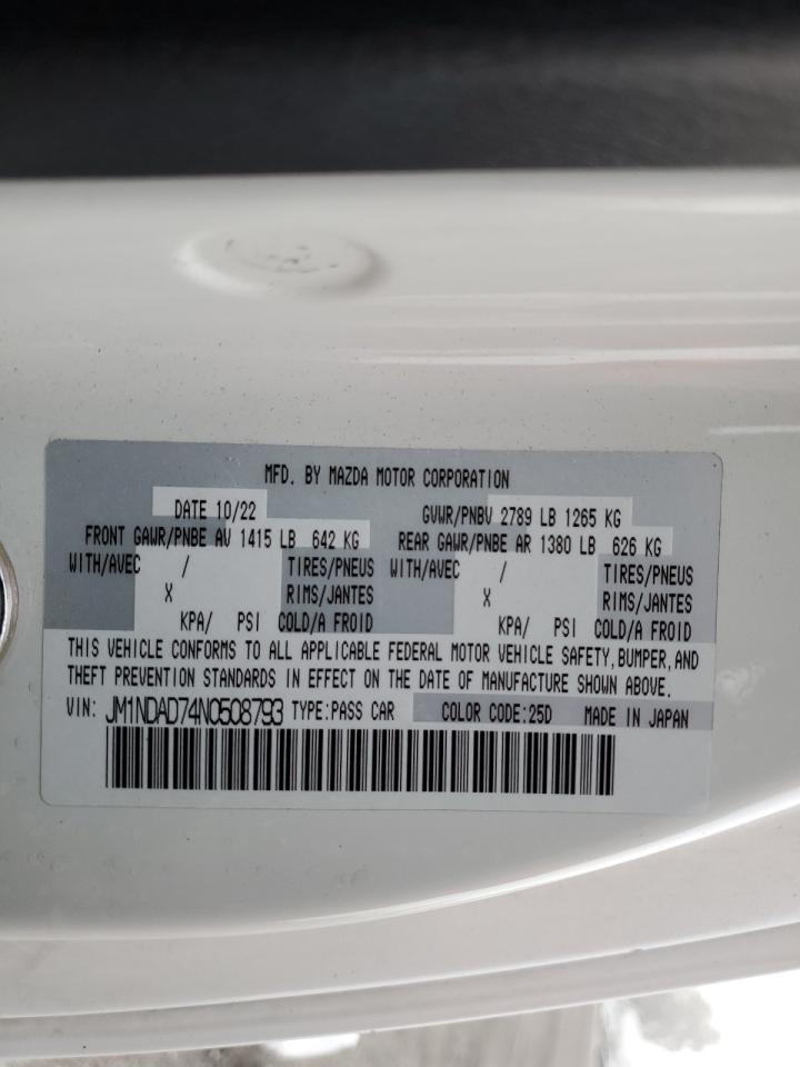 2022 Mazda Mx-5 Miata Grand Touring VIN: JM1NDAD74N0508793 Lot: 90478535