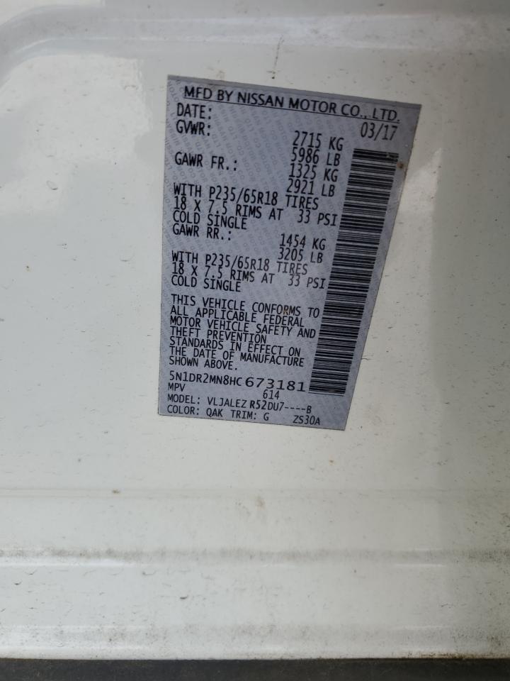 2017 Nissan Pathfinder S VIN: 5N1DR2MN8HC673181 Lot: 81939595