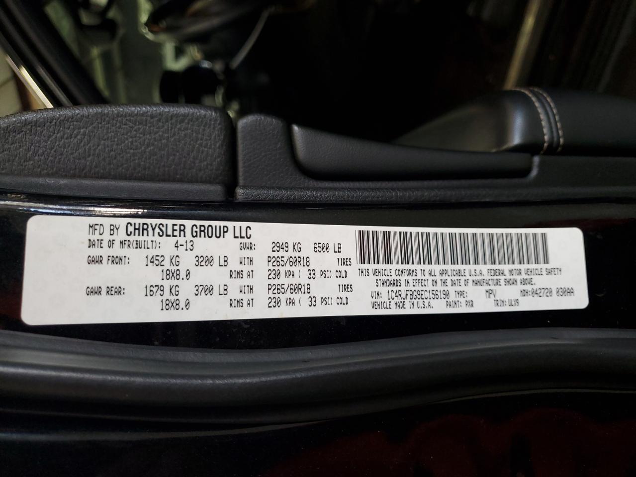 2014 Jeep Grand Cherokee Limited VIN: 1C4RJFBG9EC156190 Lot: 89705675