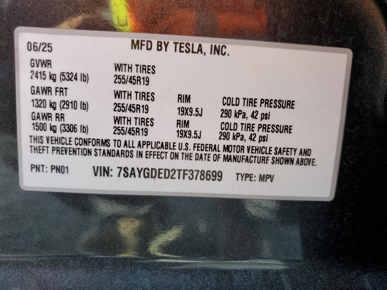 2026 Tesla Model Y VIN: 7SAYGDED2TF378699 Lot: 86513325