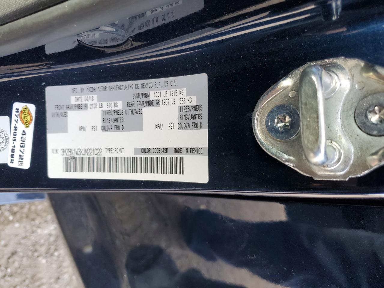 2018 Mazda 3 Grand Touring VIN: 3MZBN1W3XJM221022 Lot: 85855395