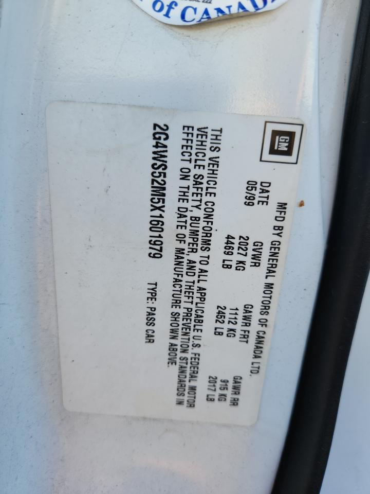 1999 Buick Century Custom VIN: 2G4WS52M5X1601979 Lot: 85647395
