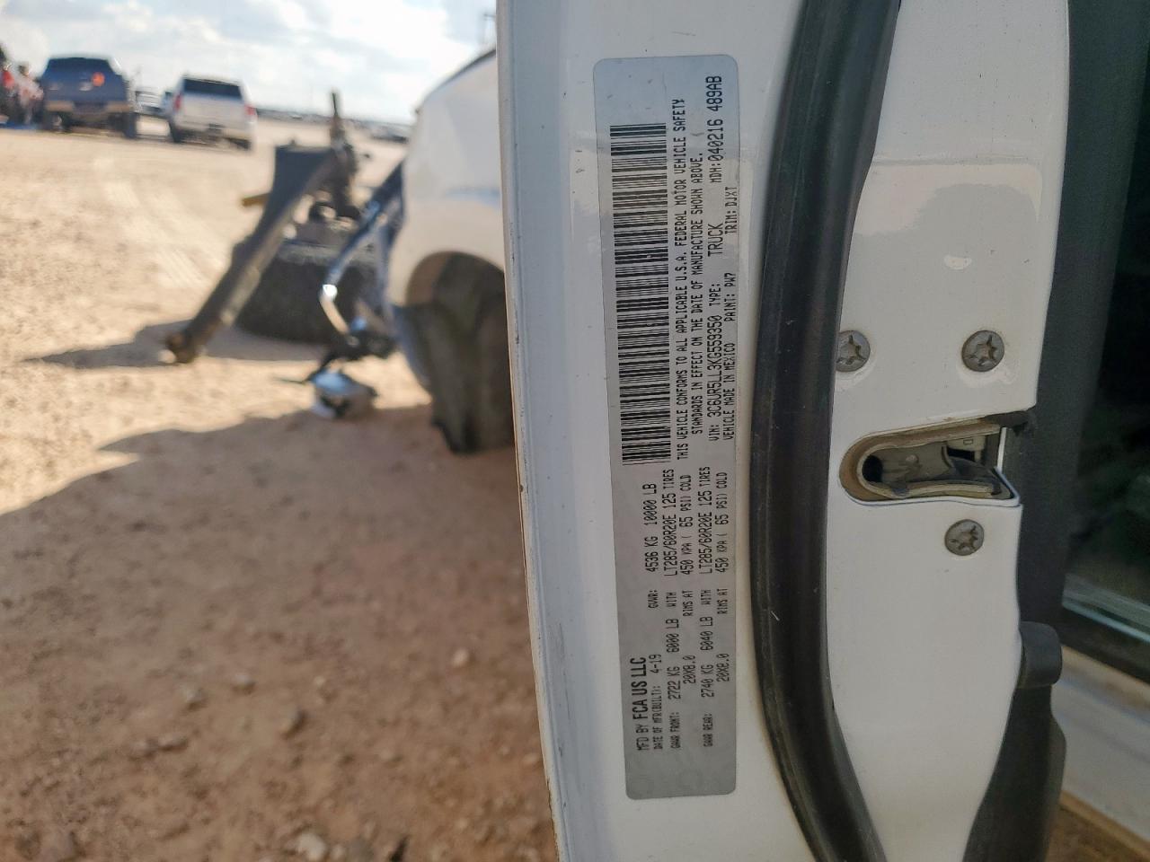 2019 Ram 2500 Longhorn VIN: 3C6UR5LL3KG559350 Lot: 85933455