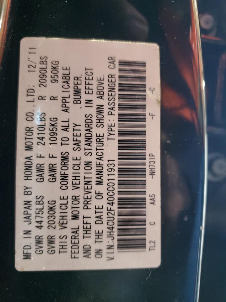 2012 Acura Tsx VIN: JH4CU2F40CC011931 Lot: 82389075