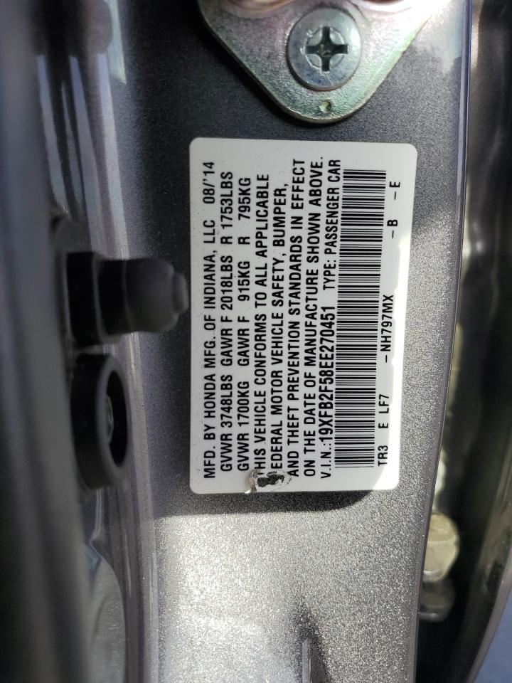 2014 Honda Civic Lx VIN: 19XFB2F58EE270451 Lot: 85648385