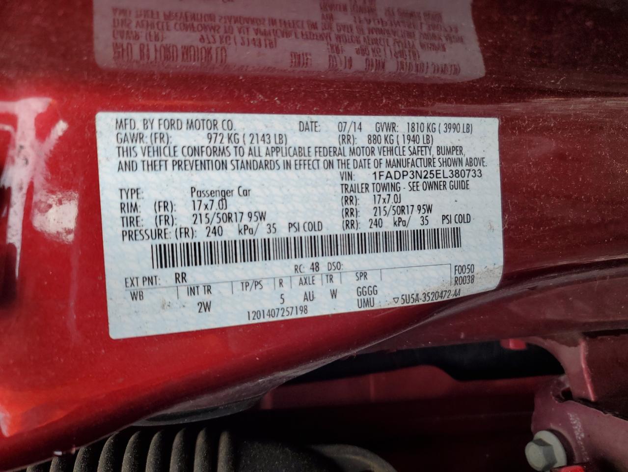 2014 Ford Focus Titanium VIN: 1FADP3N25EL380733 Lot: 84982525