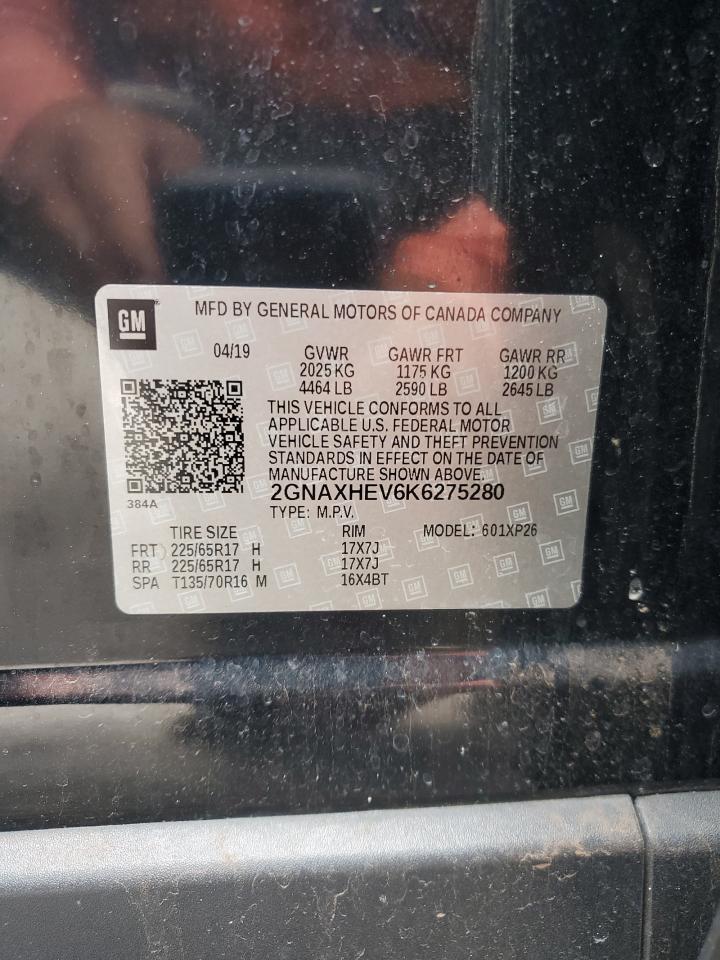 2019 Chevrolet Equinox Ls VIN: 2GNAXHEV6K6275280 Lot: 82399045