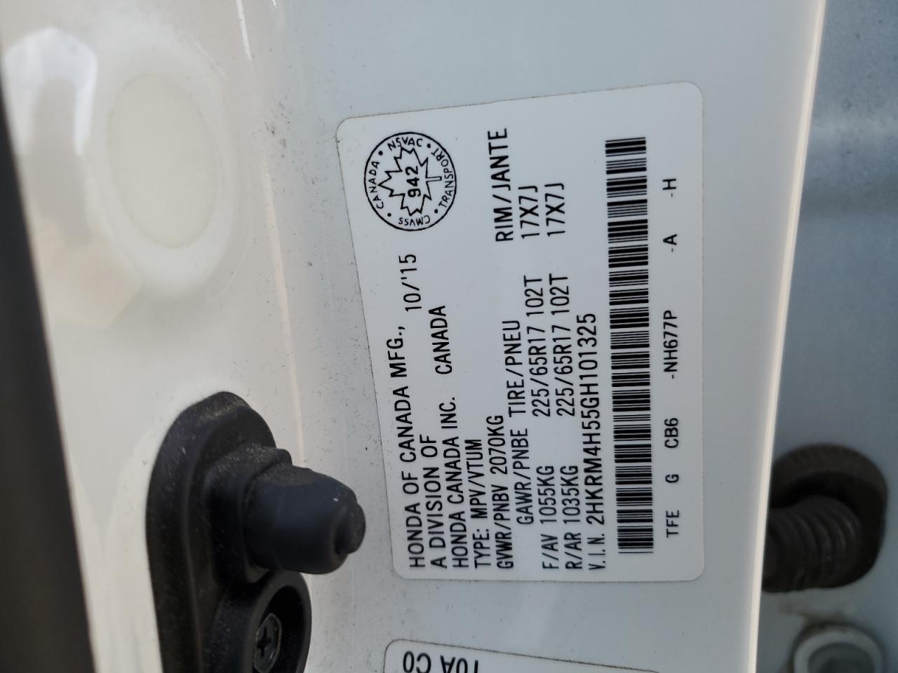 2016 Honda Cr-V Ex VIN: 2HKRM4H55GH101325 Lot: 85102195