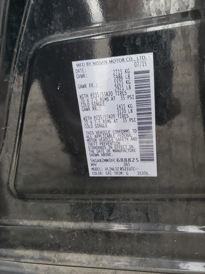 2015 Nissan Pathfinder S VIN: 5N1AR2MM3FC688825 Lot: 85529795