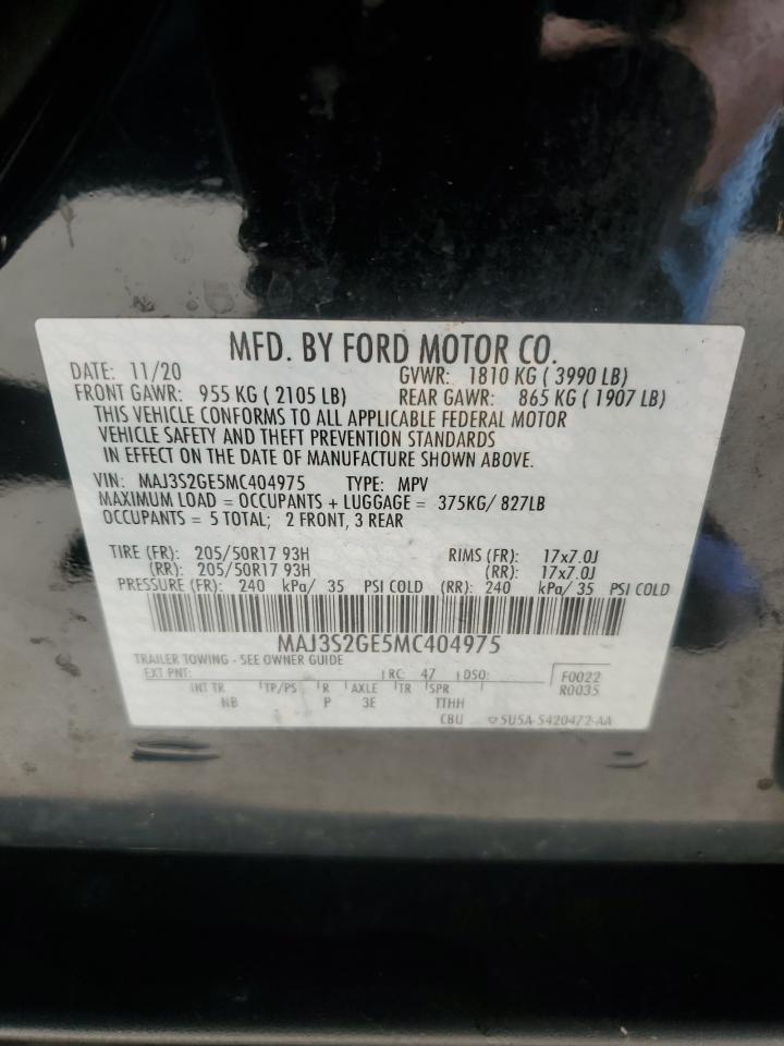 2021 Ford Ecosport Se VIN: MAJ3S2GE5MC404975 Lot: 87457655