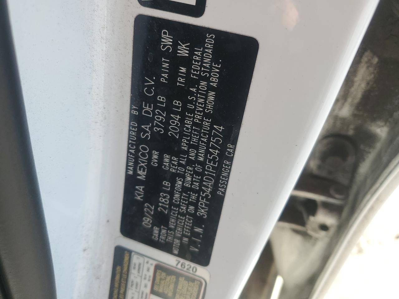 2023 Kia Forte Gt Line VIN: 3KPF54AD1PE547574 Lot: 86855695