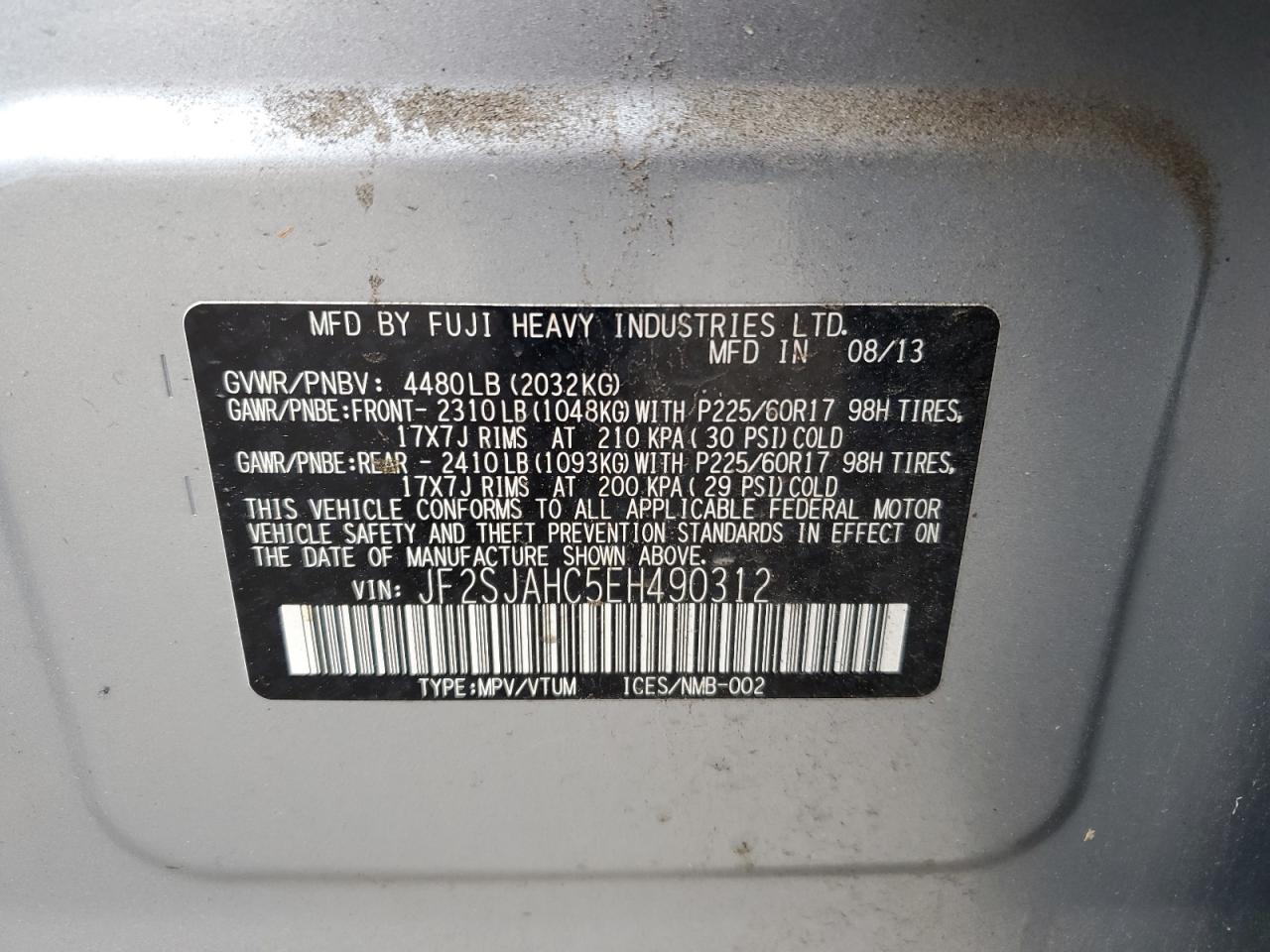 2014 Subaru Forester 2.5I Limited VIN: JF2SJAHC5EH490312 Lot: 86496365