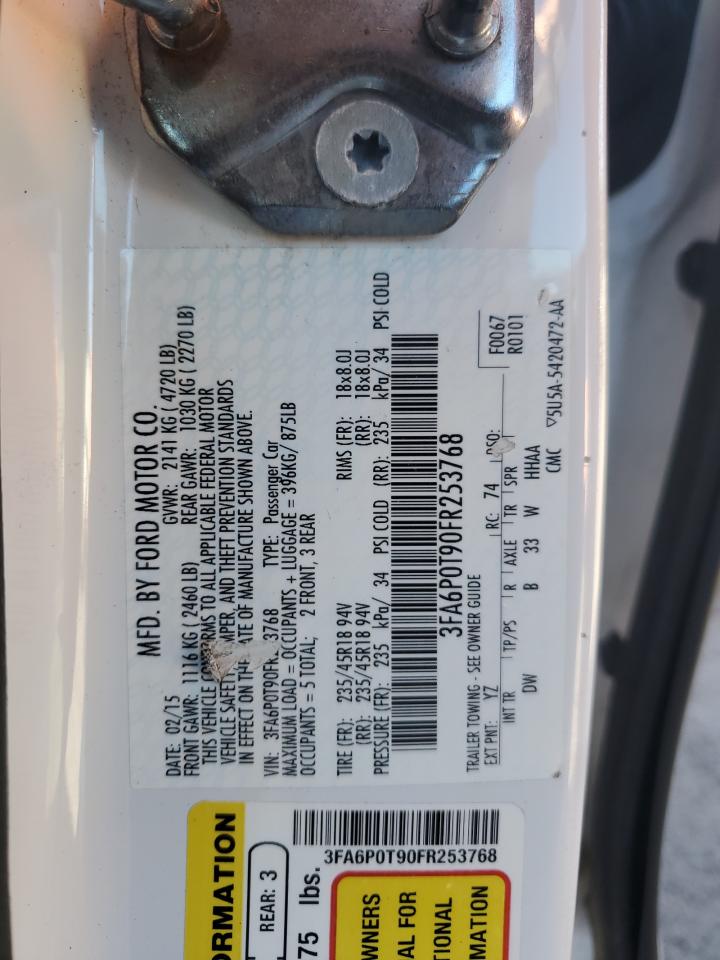 2015 Ford Fusion Se VIN: 3FA6P0T90FR253768 Lot: 82252265