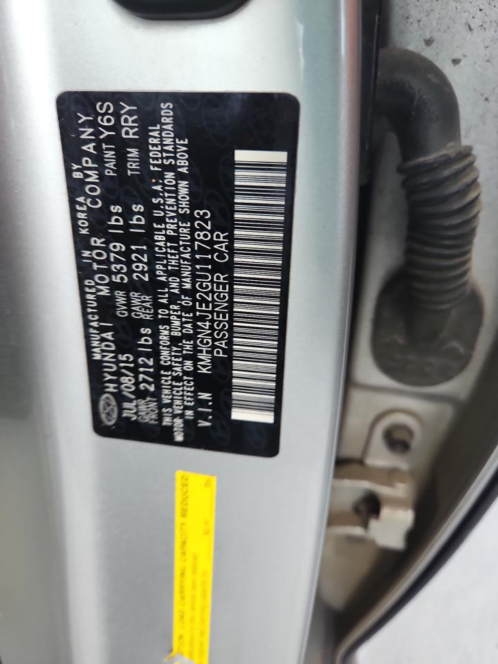 2016 Hyundai Genesis 3.8L VIN: KMHGN4JE2GU117823 Lot: 85902915