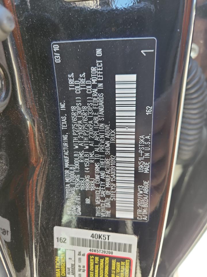 2010 Toyota Tundra Crewmax Sr5 VIN: 5TFEY5F15AX091092 Lot: 82359145