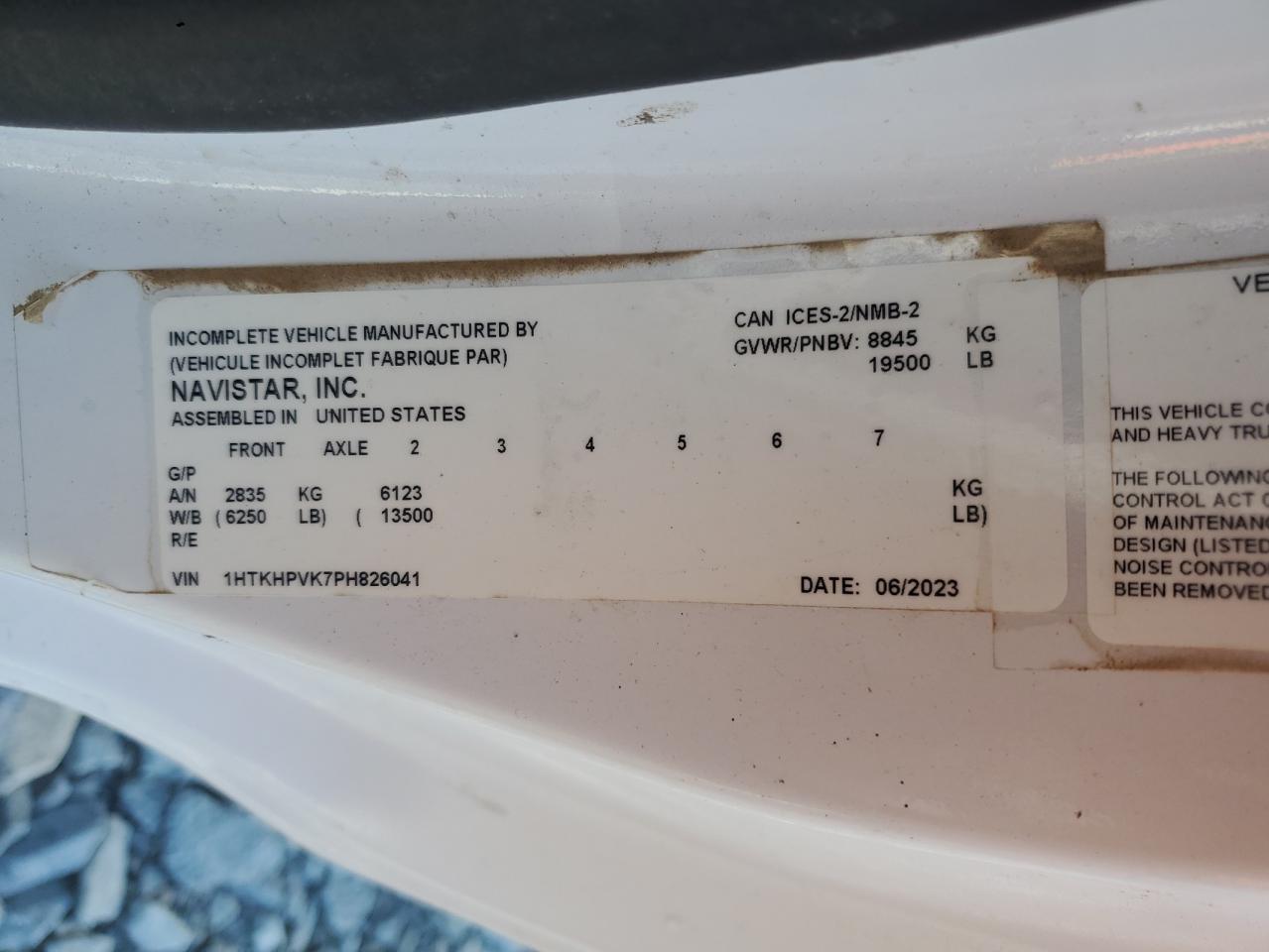 2023 Chevrolet Silverado Medium Duty VIN: 1HTKHPVK7PH826041 Lot: 86314955