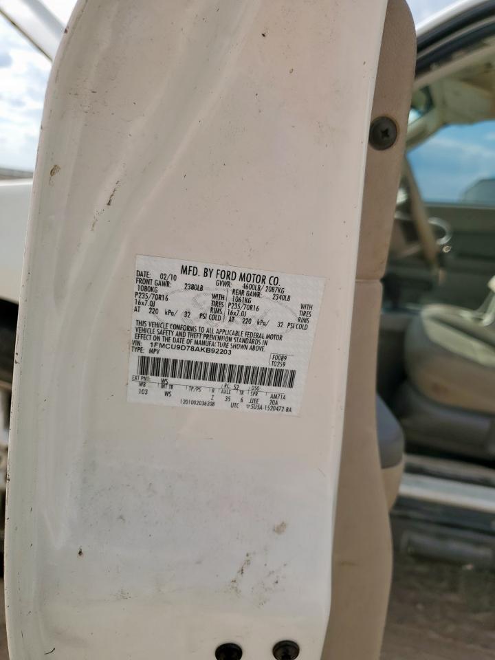 2010 Ford Escape Xlt VIN: 1FMCU9D78AKB92203 Lot: 81658435