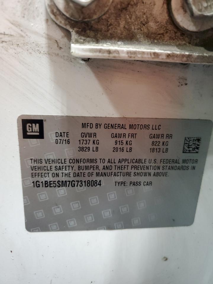 2016 Chevrolet Cruze Lt VIN: 1G1BE5SM7G7318084 Lot: 85547195