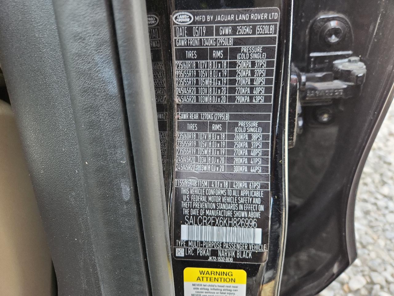 2019 Land Rover Discovery Sport Hse VIN: SALCR2FX6KH826996 Lot: 84999085