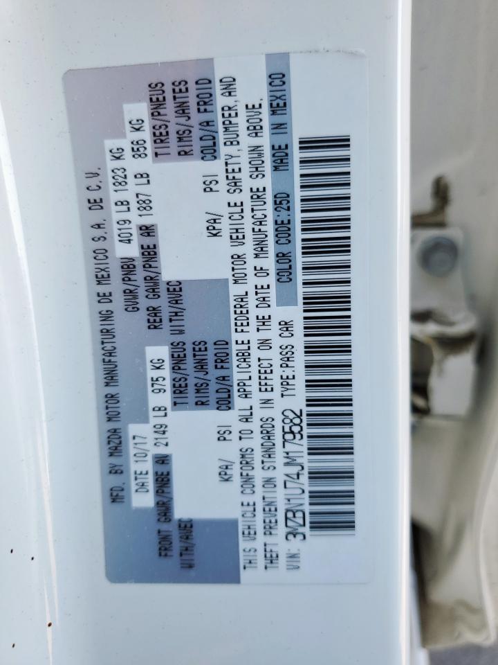 2018 Mazda 3 Sport VIN: 3MZBN1U74JM179582 Lot: 85121205