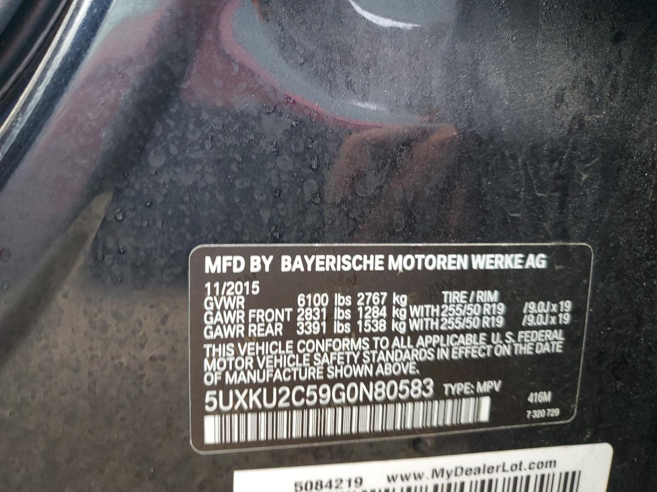 2016 BMW X6 xDrive35I VIN: 5UXKU2C59G0N80583 Lot: 90696685