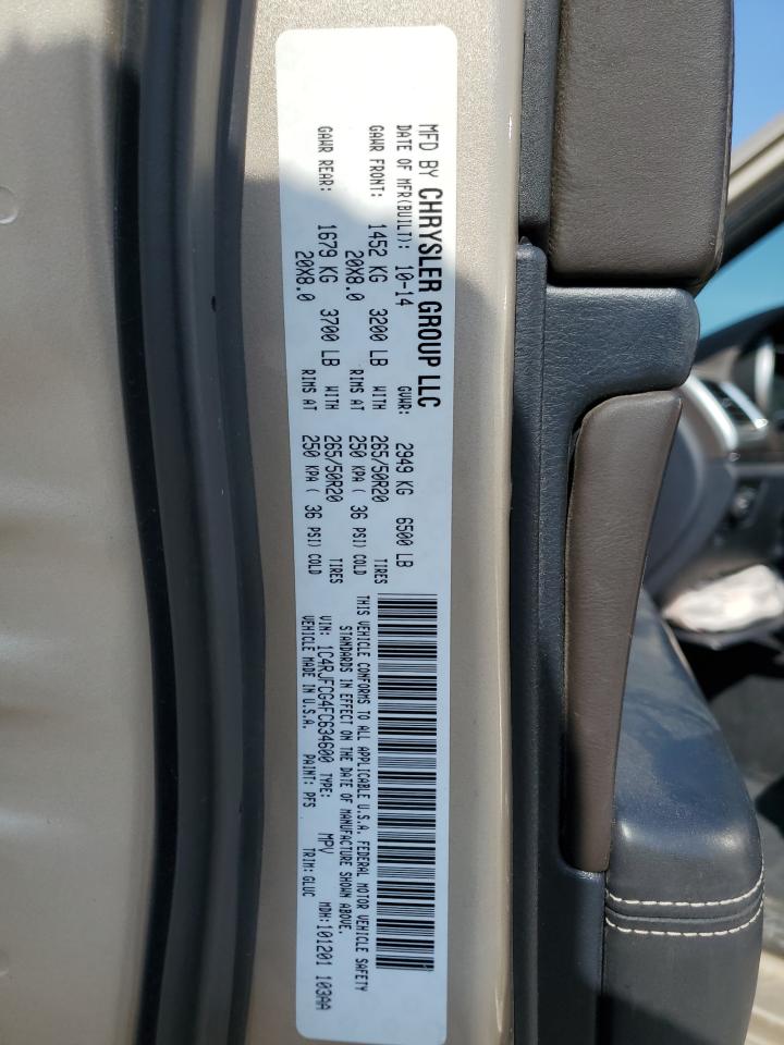 2015 Jeep Grand Cherokee Overland VIN: 1C4RJFCG4FC634600 Lot: 82426395